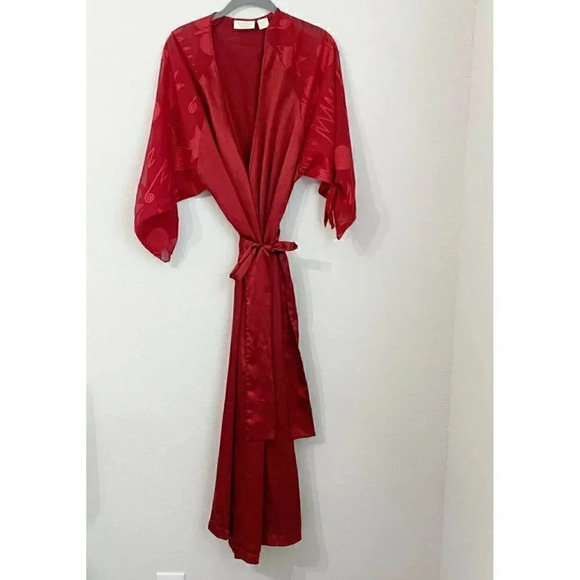 90s Victoria’s Secret Red Silky Kimono Robe Size Small - Picture 1 of 5